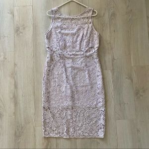 Lavender lilac lace fitted dress with cut out